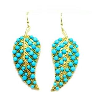Sleeping Beauty Turquoise and Silver Leaf Earrings