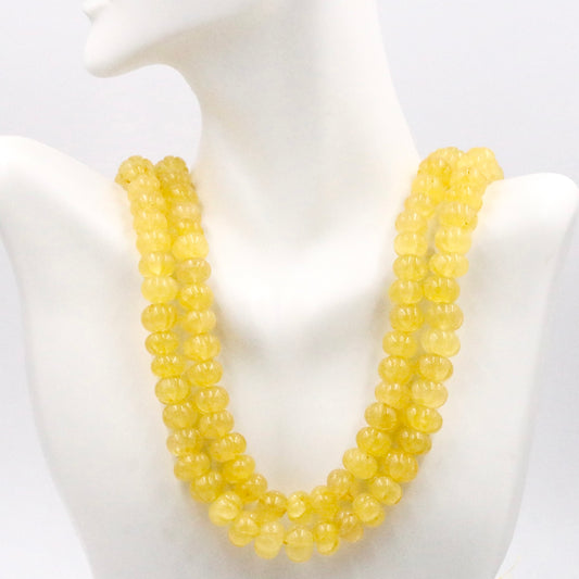 Yellow Quartz Pumpkin Beads Necklace