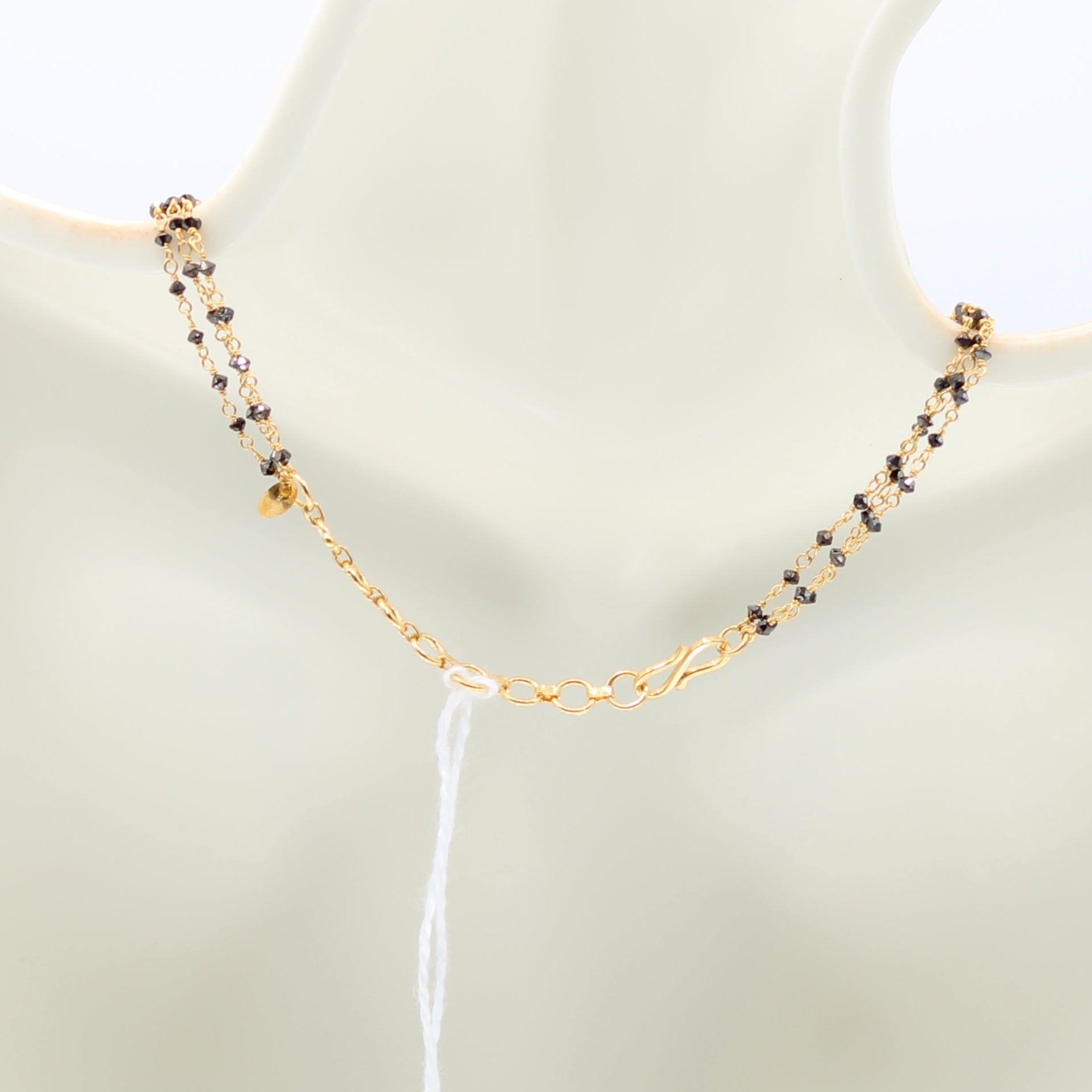 Black Diamond with 22K Gold - 3 Strand Necklace - Taj Mahal Gems