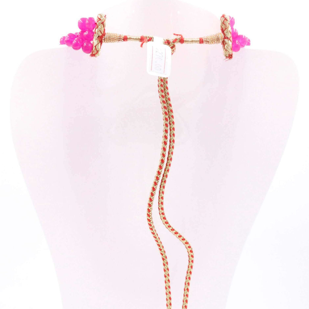 Natural Fuchsia Pink Quartz Necklace - Indian Styled Sarafa Jewelry