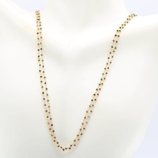 Black Diamond 2 Strand Necklace - 22K Gold