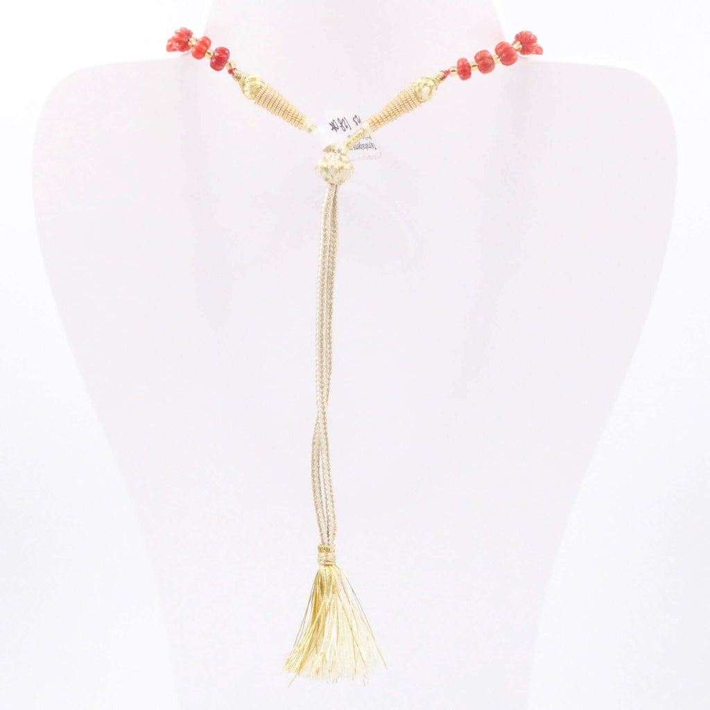 Organic Red Coral Necklace with Sarafa Design
