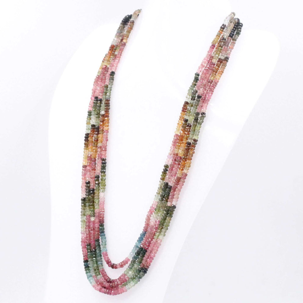 Handcrafted Multi Color Tourmaline Necklace with Bead Layers in Indian Style