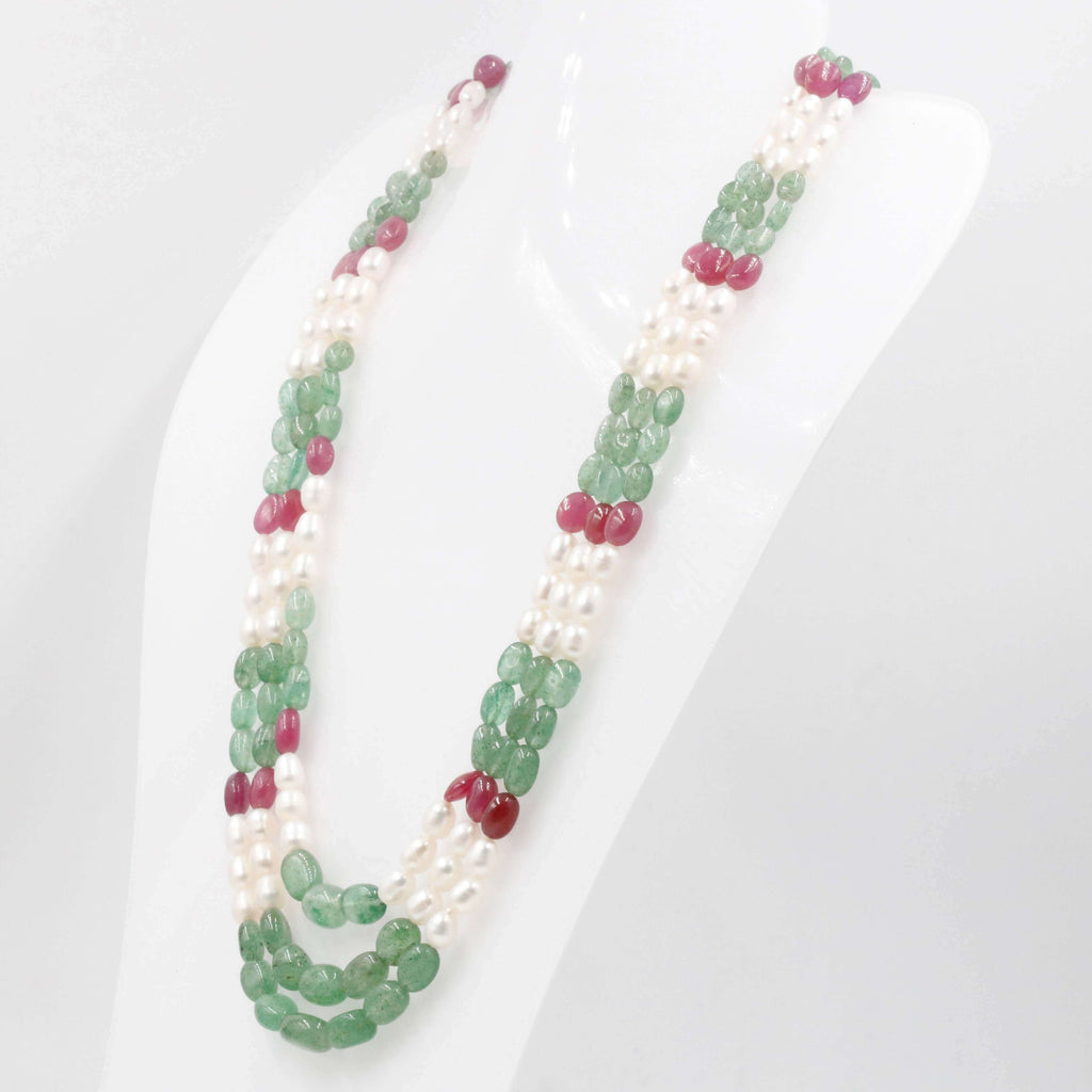 Aventurine Quartz & Pearl Necklace - Indian Jewelry Collection