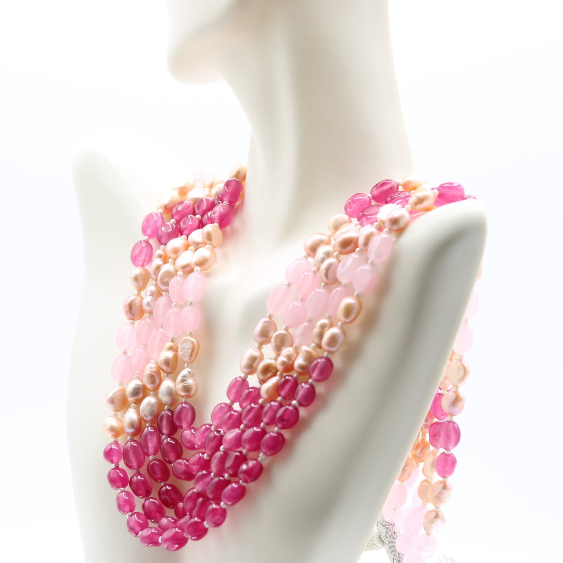 Pink & Rose Jade Necklace - Taj Mahal Gems