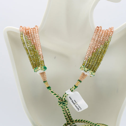 CZ Beaded Necklace Multi Color - 7 Strand