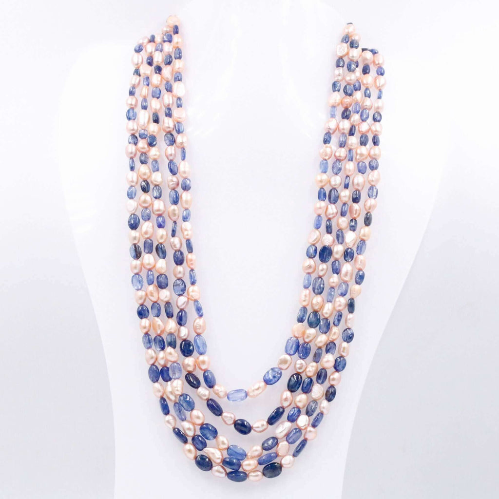 Purple Kyanite & White Pearl Necklace Indian Sarafa Necklace