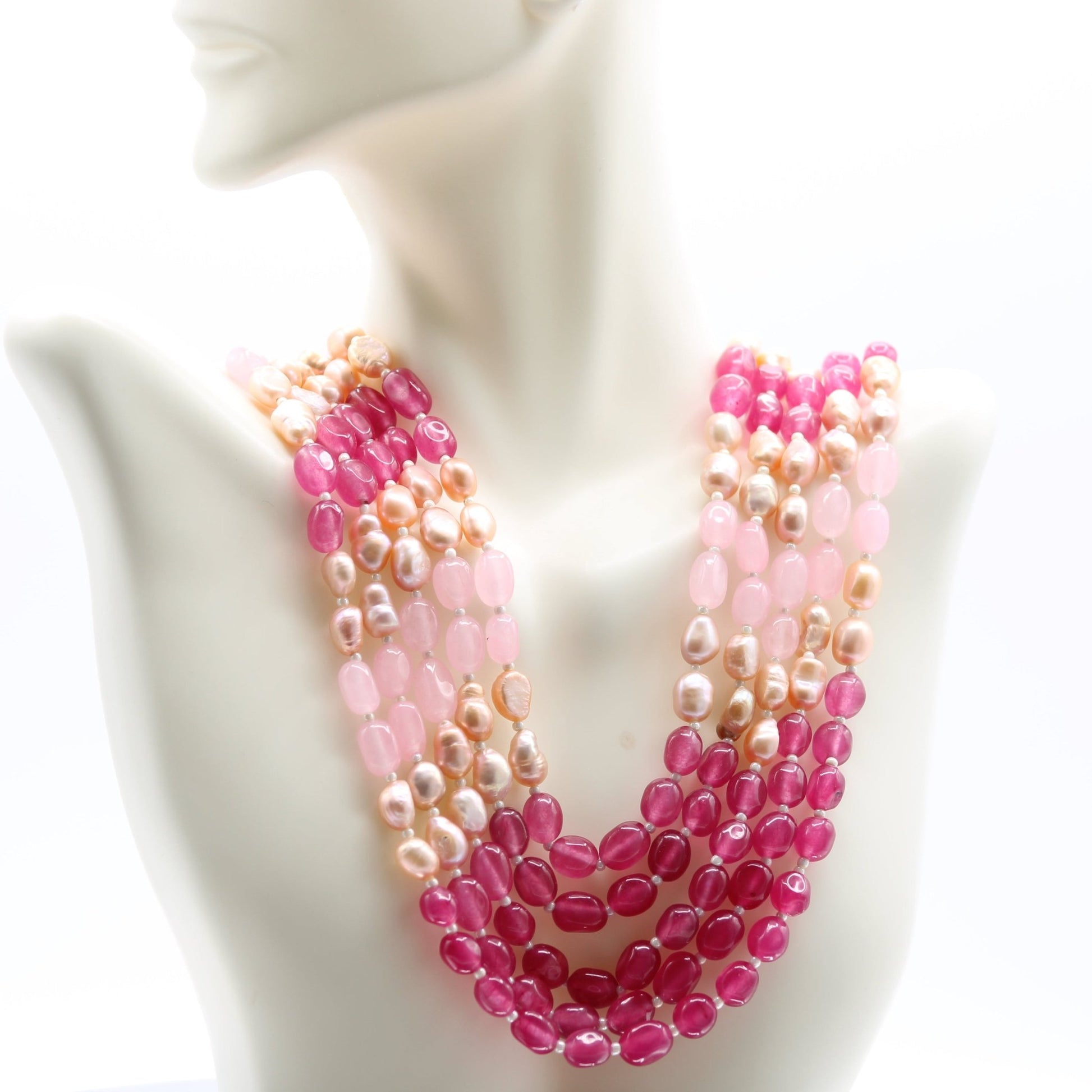 Pink & Rose Jade Necklace - Taj Mahal Gems