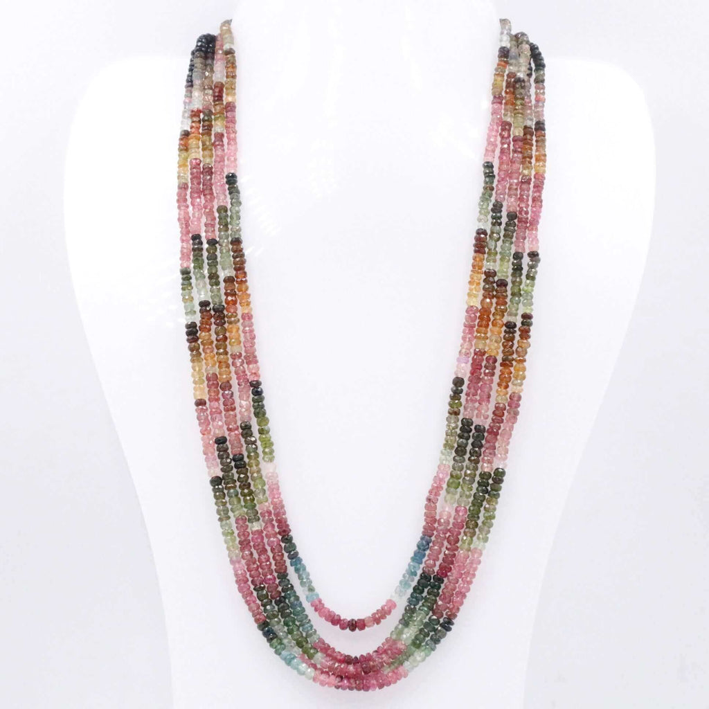 Sarafa Indian Necklace with Layered Multi Color Tourmaline Beads