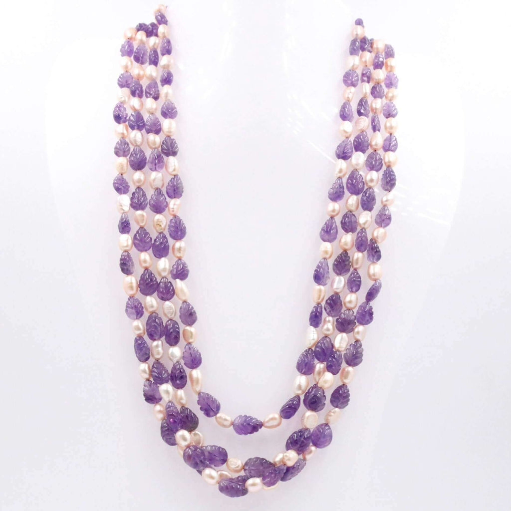 Natural Amethyst & Pearl Indian Necklace
