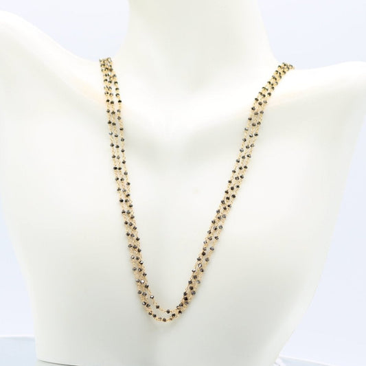 Black Diamond with 22K Gold - 3 Strand Necklace - Taj Mahal Gems