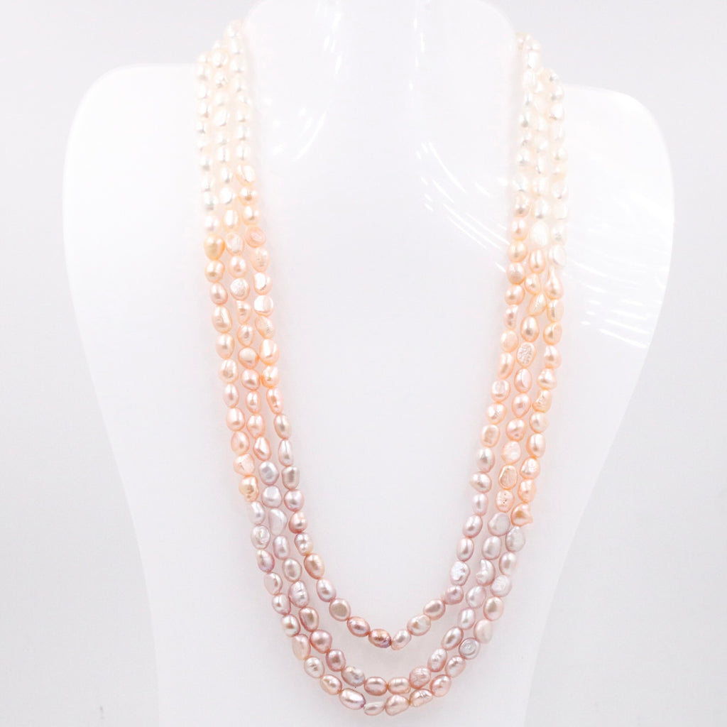 Shaded pearl multi-strand layered necklace with cultured pearls