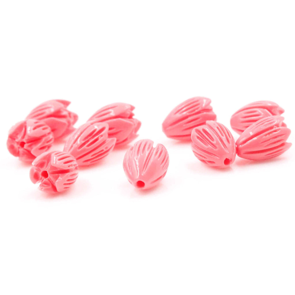Orange Flower Beads in Composite Coral for DIY Jewelry Making