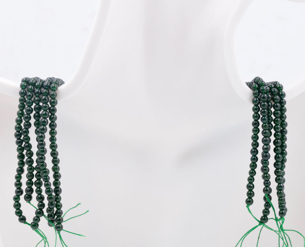 Unfinished 5-stranded green quartz beaded necklace for DIY jewelry projects