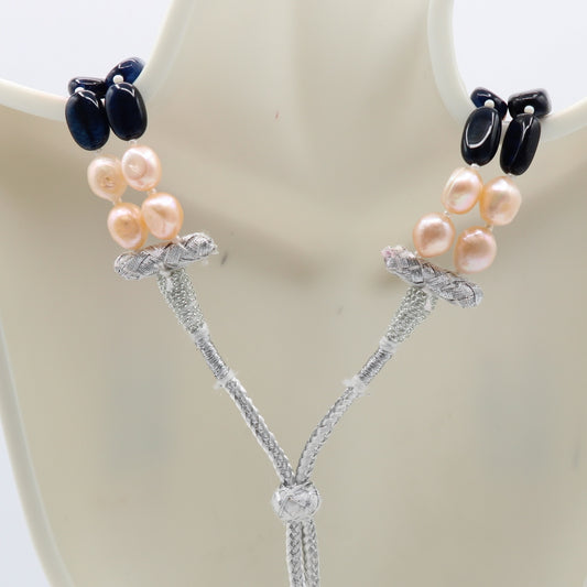 Bi-Color Jade with FWP Necklace featuring jade and freshwater pearls for elegant jewelry style.
