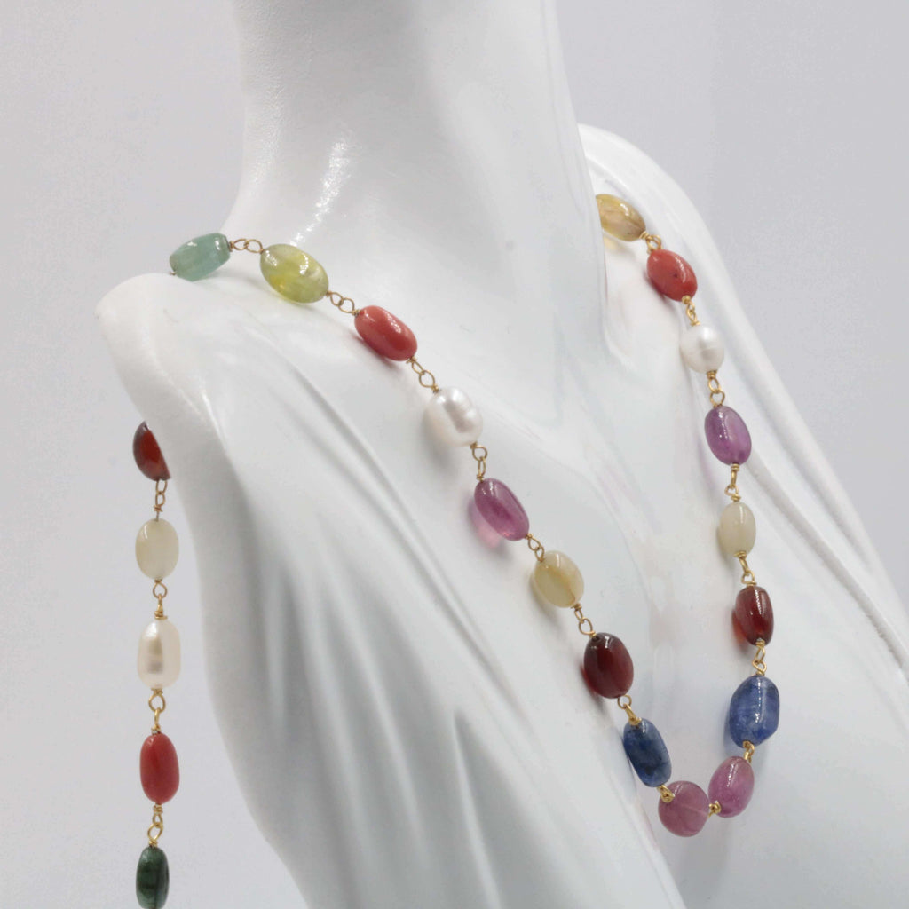  Natural Navratna 9 Gems Necklace Design Idea