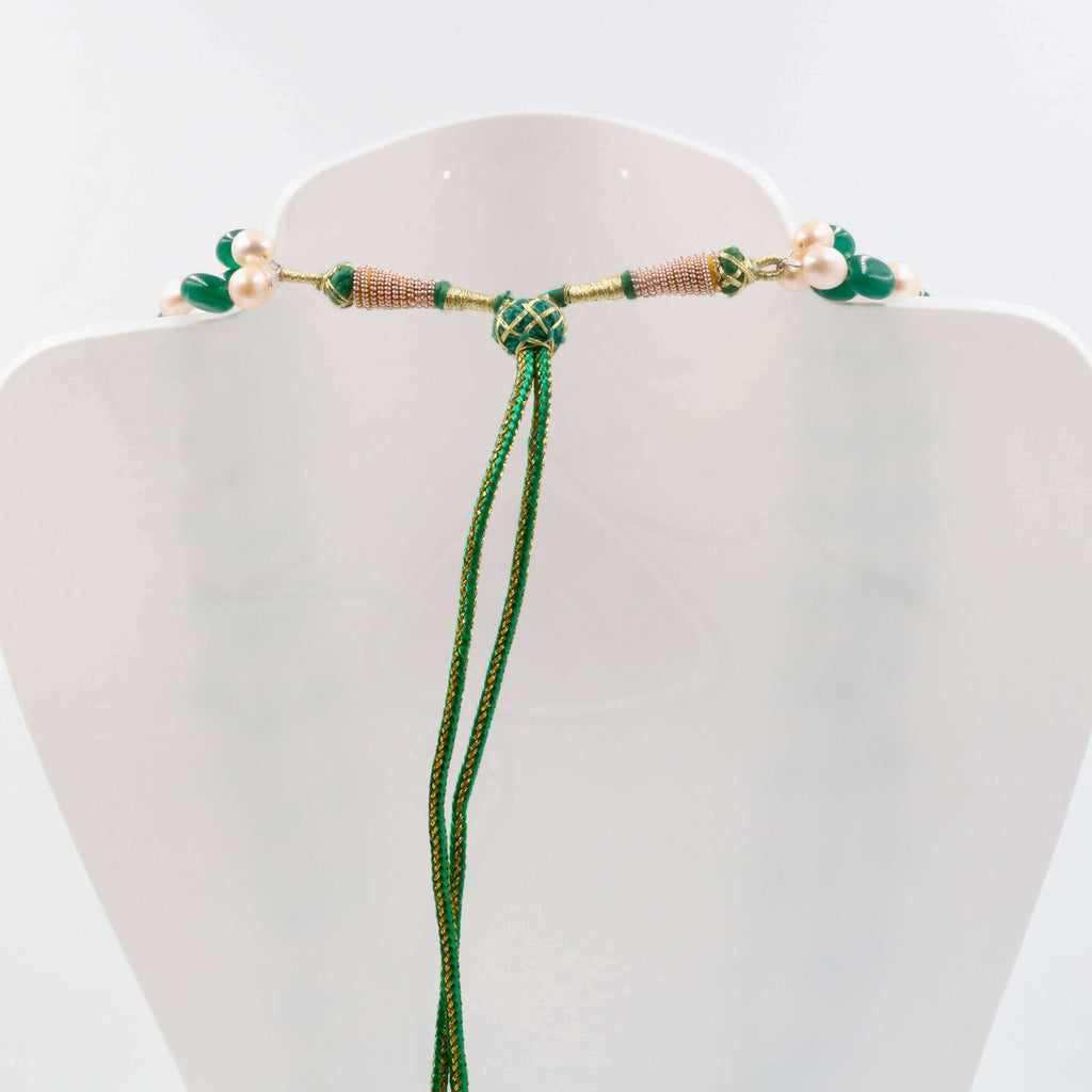  Green Quartz & Baroque Pearl Necklace - Indian Jewelry Sarafa
