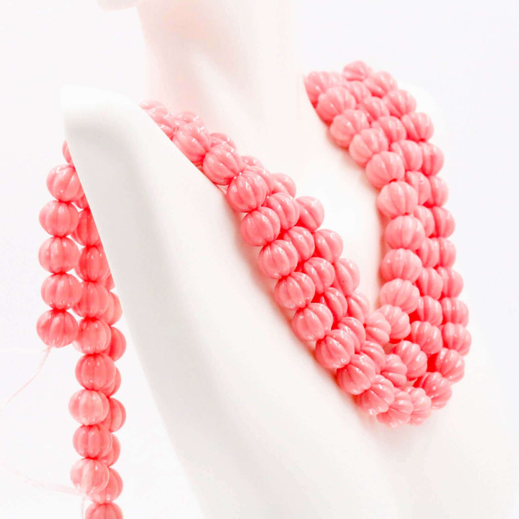 Composite Coral Round Melon Strand: DIY Jewelry Detail