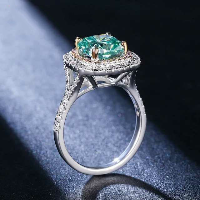 925 Moissanite Solitaire Ring with Pink Sapphire - Taj Mahal Gems