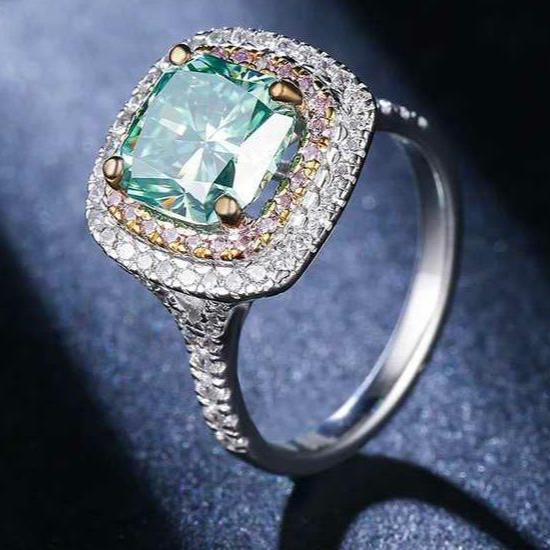925 Moissanite Solitaire Ring with Pink Sapphire - Taj Mahal Gems