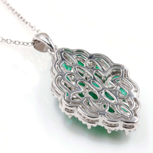 925 Natural Emerald Pendant Necklace - Taj Mahal Gems