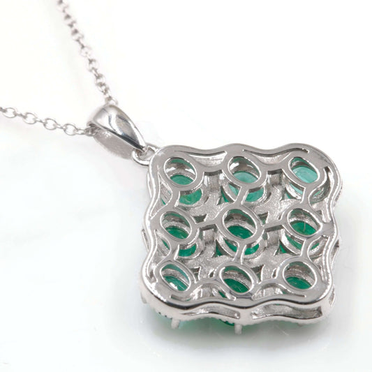 925 Natural Emerald Pendant Necklace - Taj Mahal Gems