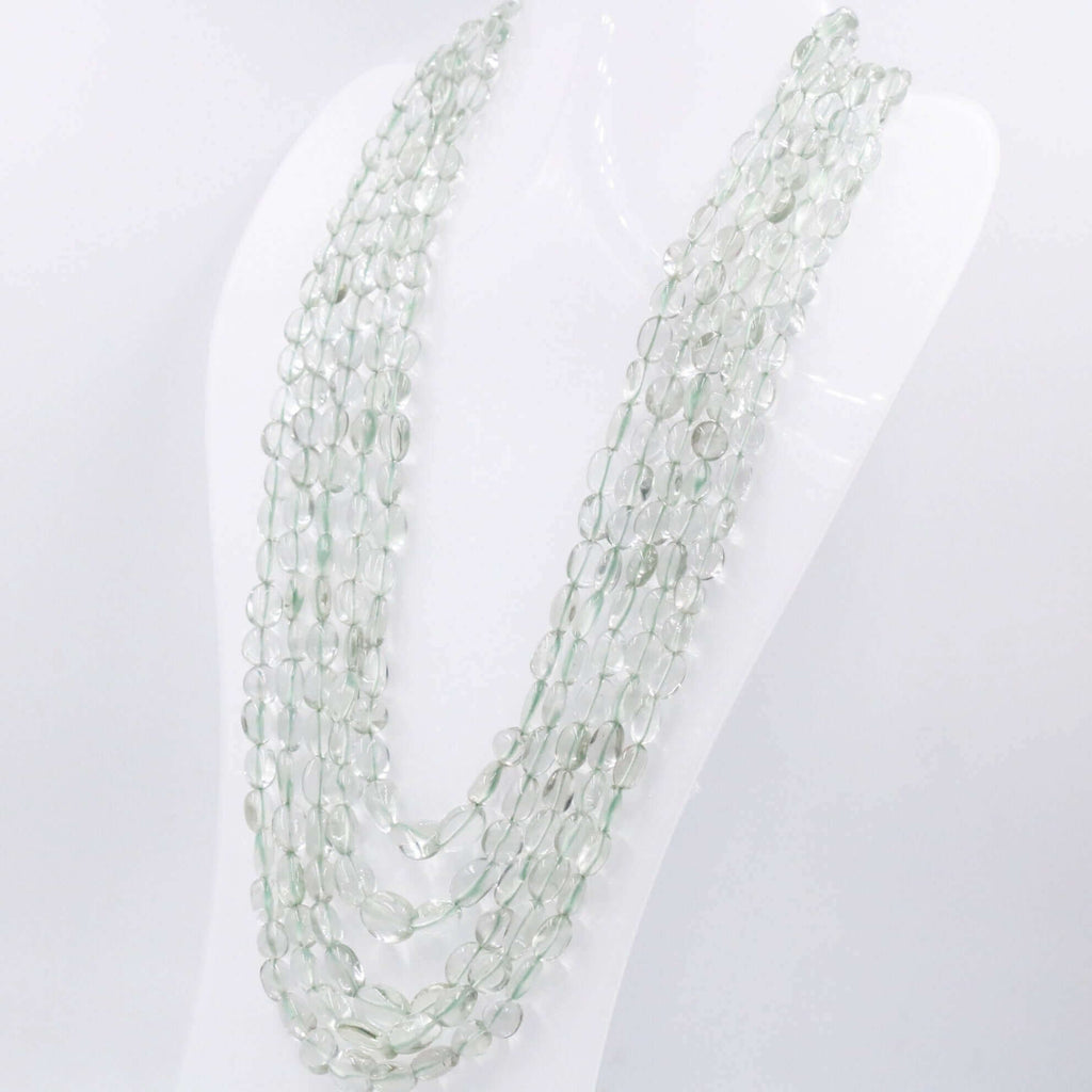 Green Amethyst Quartz Necklace with Indian Styled Sarafa