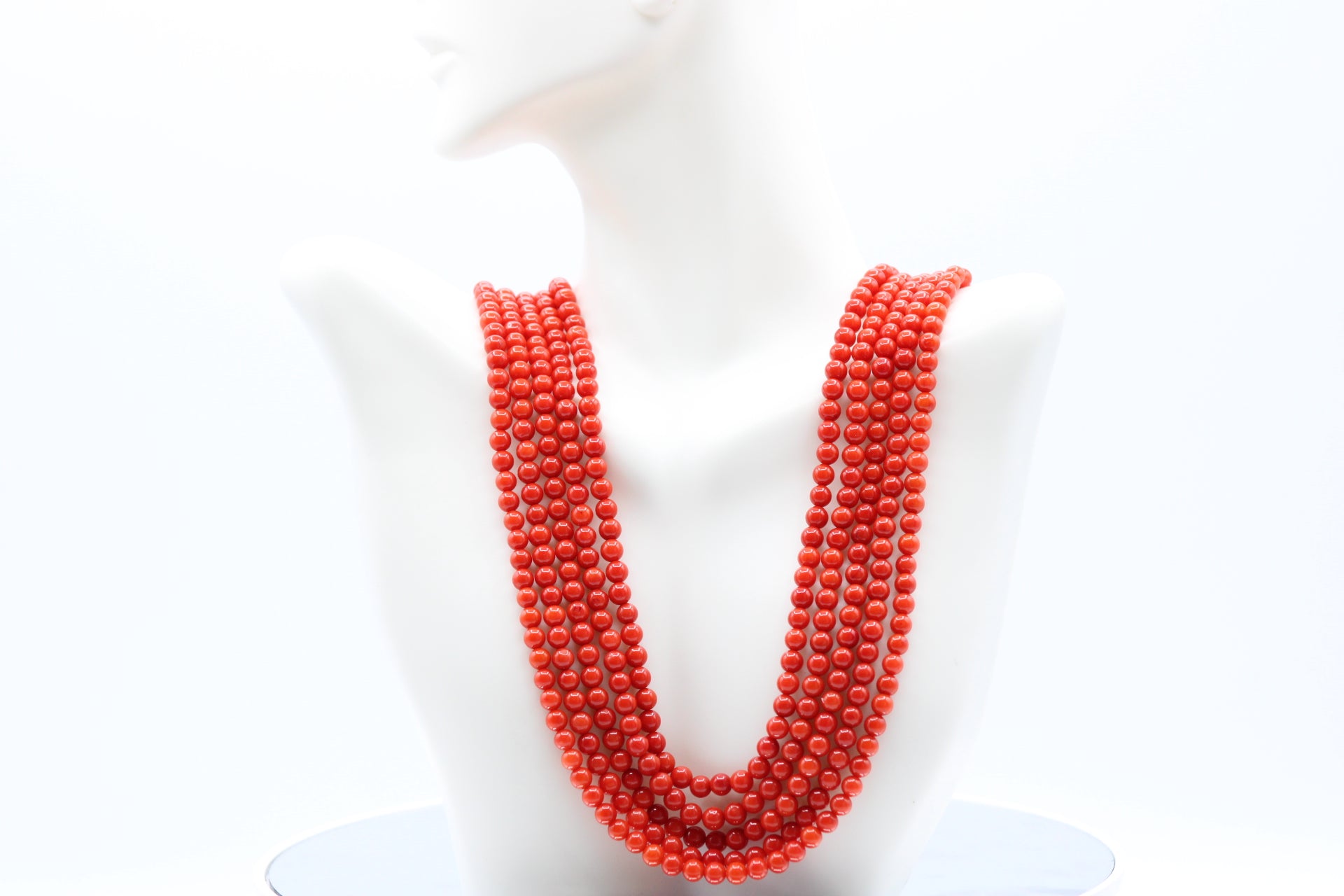 Taiwan Coral necklace Elegant Layered Design - 5 Strands