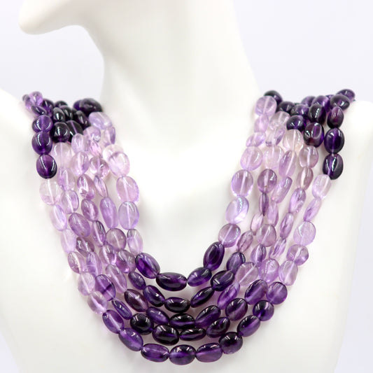 Amethyst Beaded Layered Necklace - Light & Dark