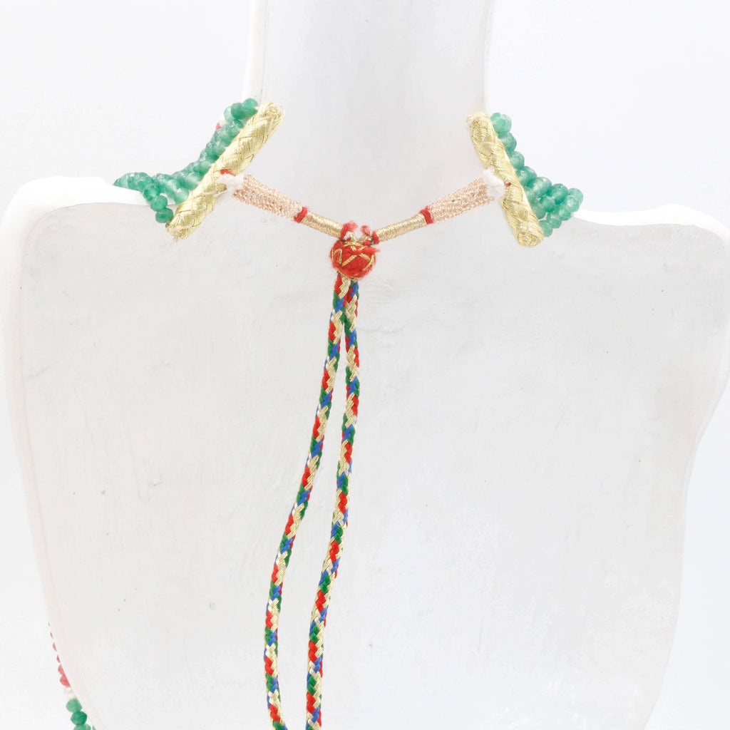 Natural Pink & Green Quartz Indian Necklace