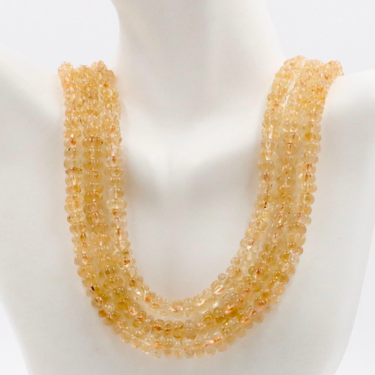 Layered citrine beaded necklace, multi-strand quartz design