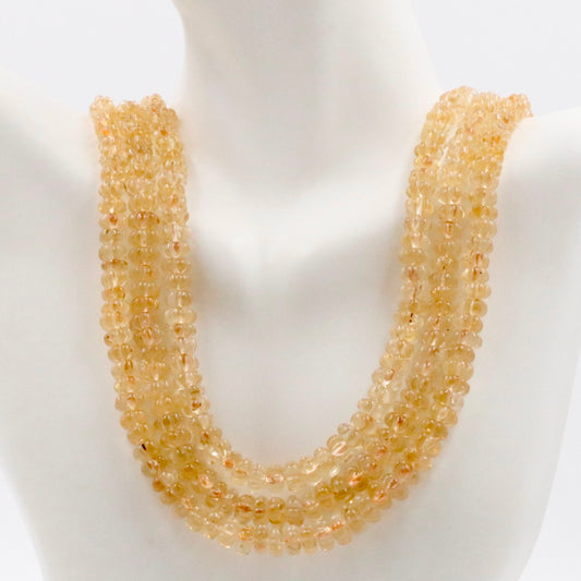 Layered citrine beaded necklace, multi-strand quartz design