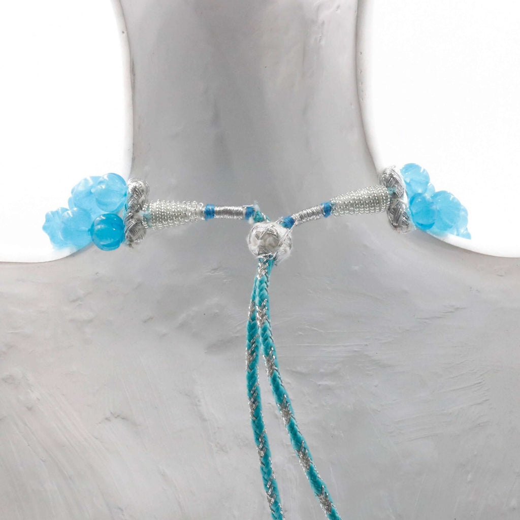 Natural Blue Quartz Necklace with Indian Sarafa Design