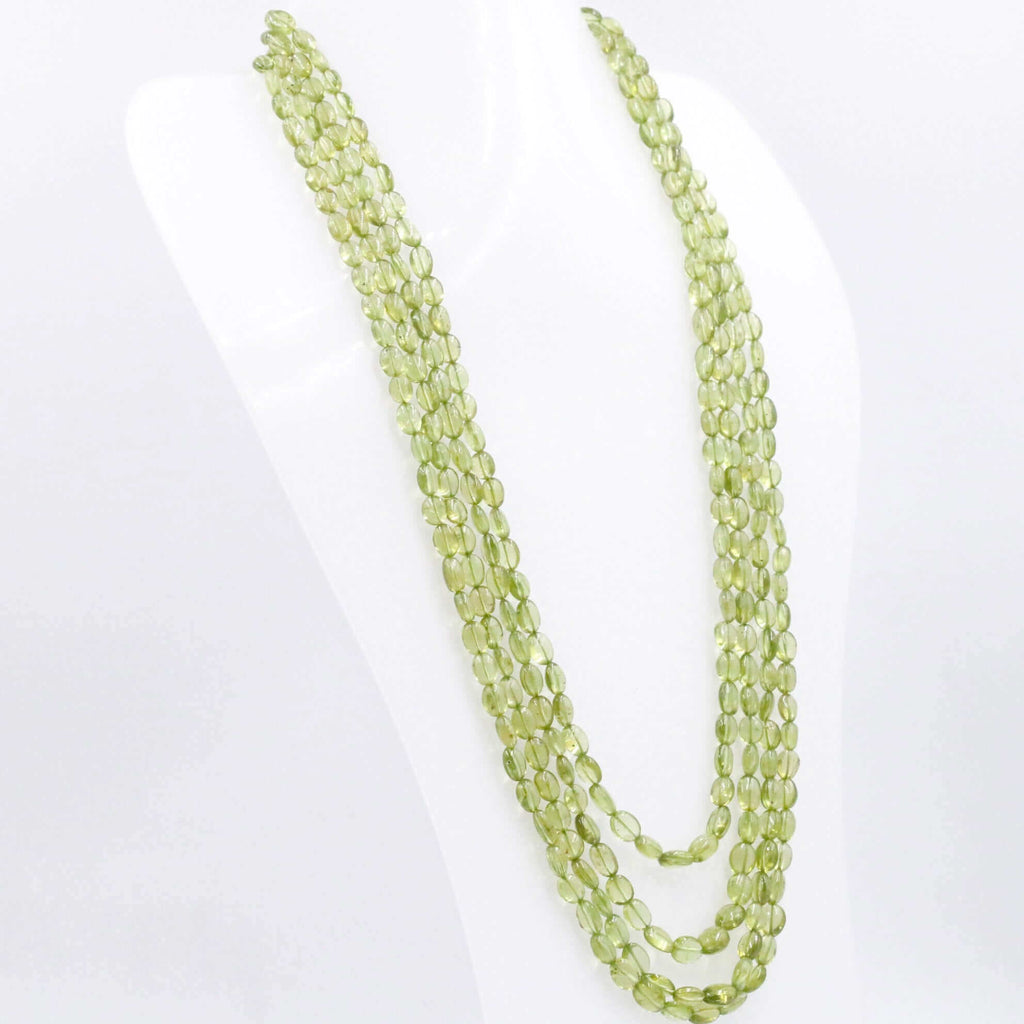 Sarafa Necklace Featuring Layered Natural Peridot and Green Gemstone Beads