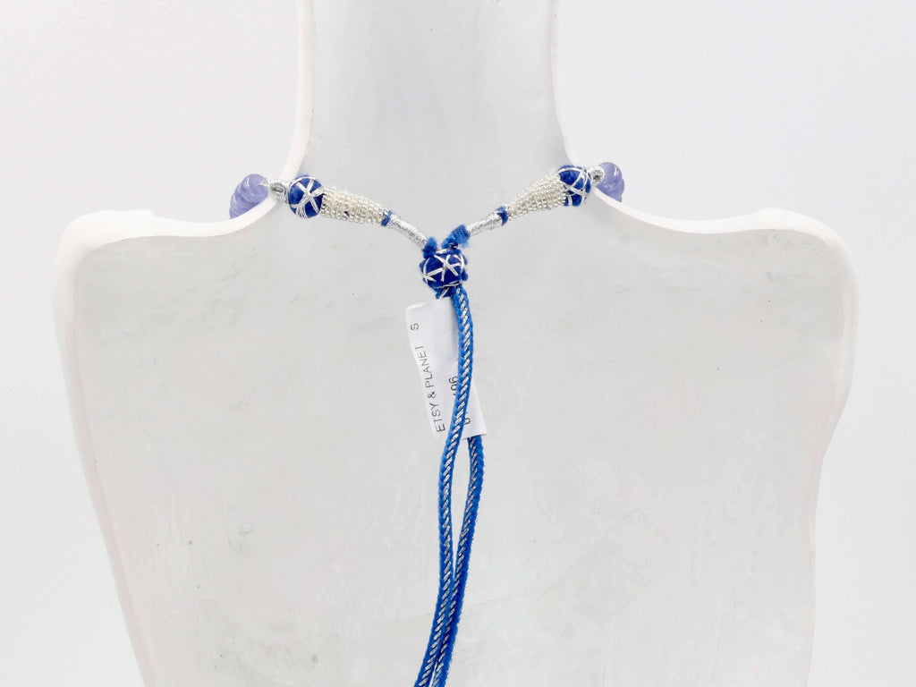 Beaded Necklace with Tanzanite: Indian Gemstone Charm