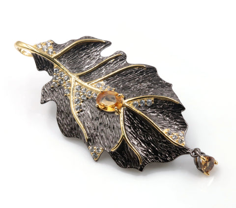Natural Citrine Leaf Pendant