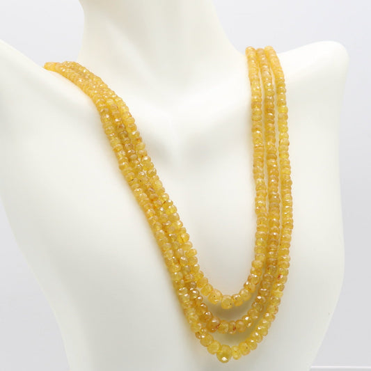 Yellow Sapphire Faceted Necklace showcasing natural gemstones in a stylish layered design.