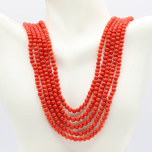 Multi-Strand Taiwan Coral Necklace