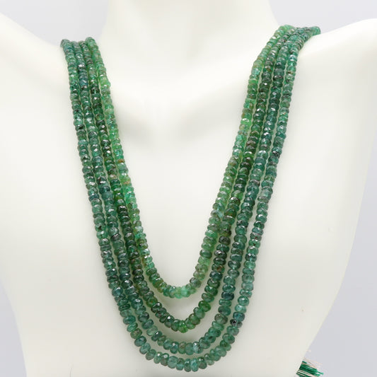 Natural Emerald Rondelle Necklace - Multi Strand