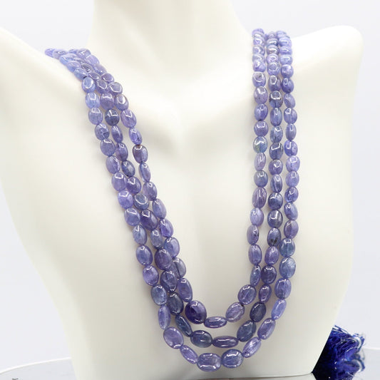 Tanzanite Jewelry Necklace - Natural Tanzanite Beaded Necklace showcasing beautiful purple beads.