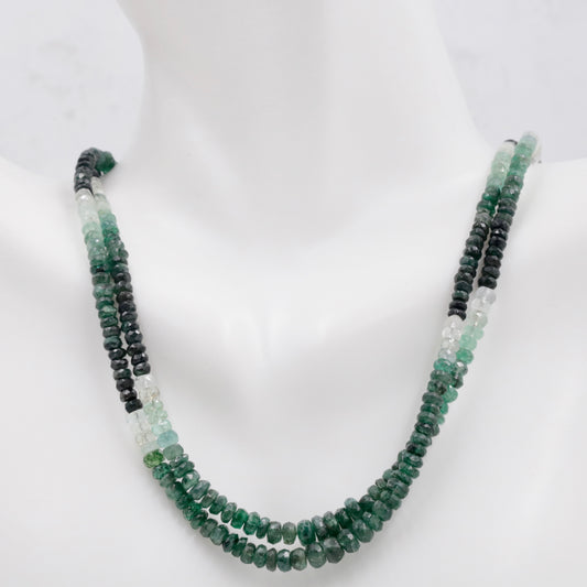 Natural emerald necklace with 2-3mm green emerald gemstone beads