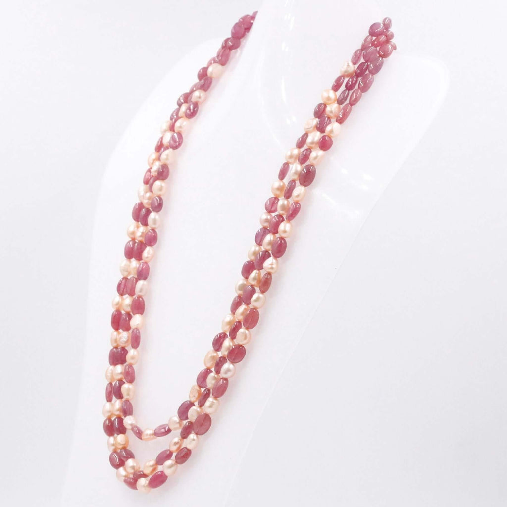 Luxurious Ruby and Pearl Gemstone Necklace