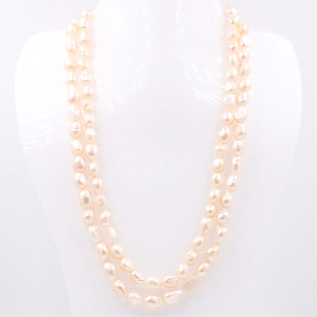 Layered Pearl Beaded Necklace with Fresh Water Pearls