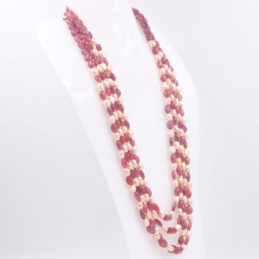 Artisan Crafted Ruby and Pearl Necklace 
