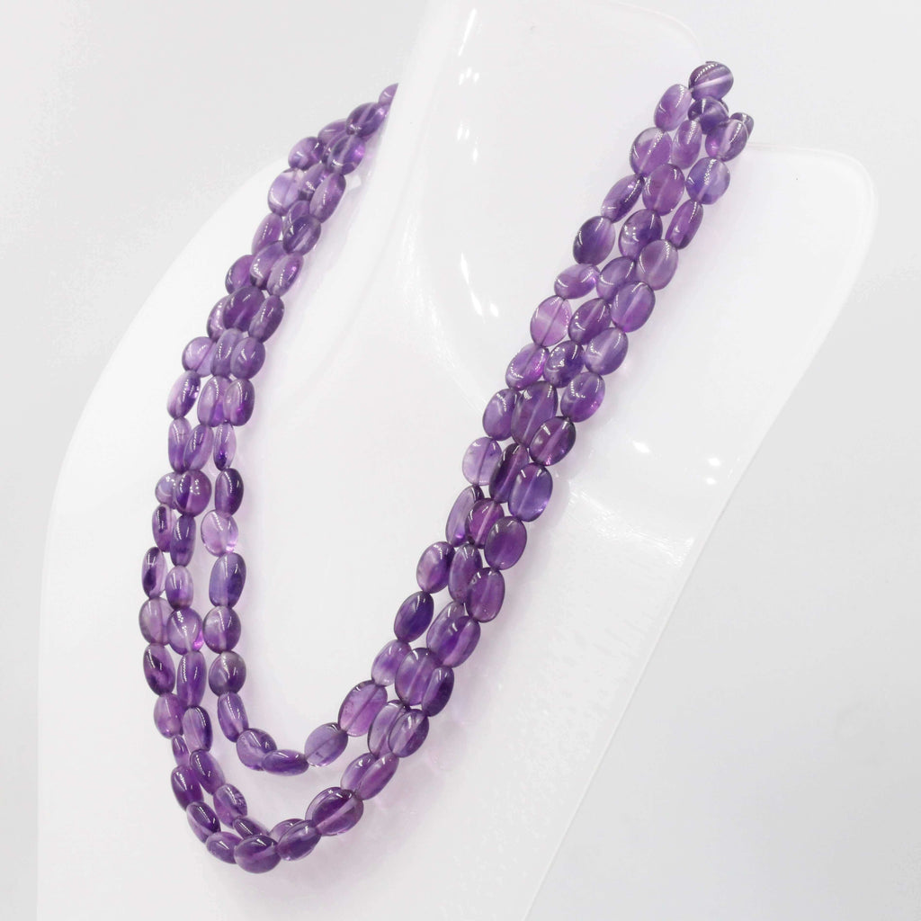 Natural Purple Amethyst Beaded Long & Layered Necklace