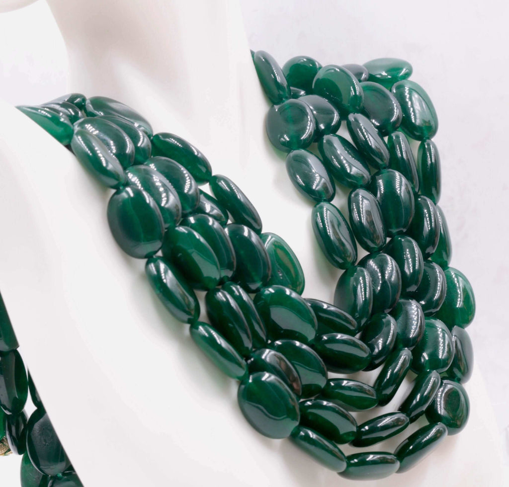 Natural Bluish Green Russian Emerald Quartz Long & Layered Necklace