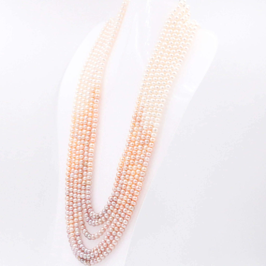 Layered Pearl Necklace with Indian Gemstones
