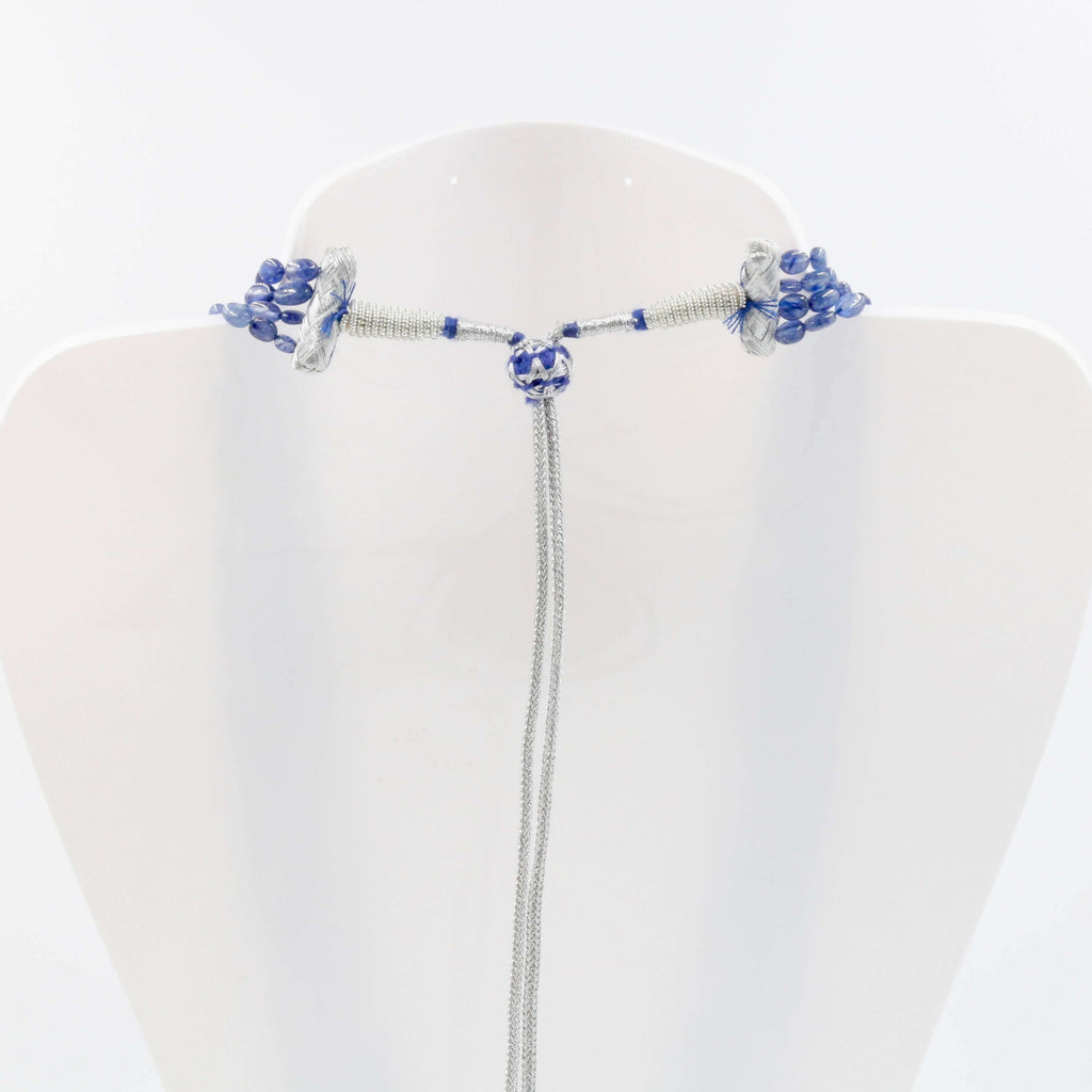 Beaded Sapphire Necklace Statement
