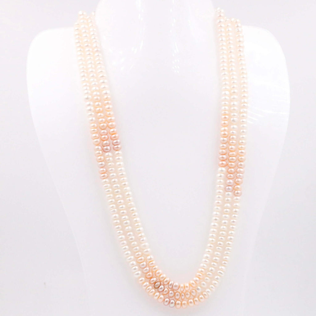 Layered Pearl Necklace with Indian Gemstones