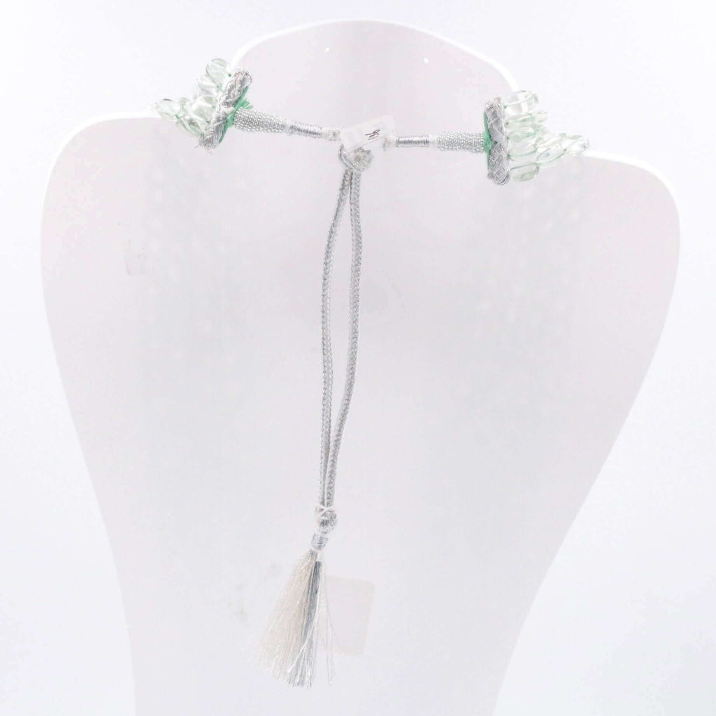 Green Amethyst Quartz Necklace with Indian Styled Sarafa Jewelry